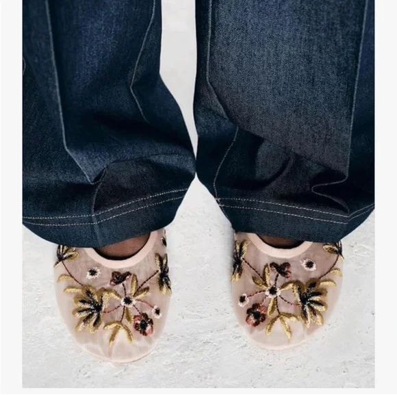 Embroidered Floral Mesh Ballet Flats - Picture 7 of 7